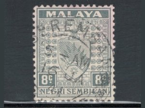 Malaya States - Negri Sembilan 1935 Arms of Negri Sembilan 8c Scott # 26 Used