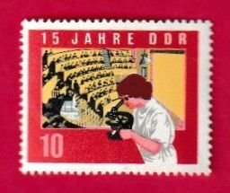 GERMANY DDR SCOTT#731 1964 10pf STUDENT WITH MICROSCOPE - MNH