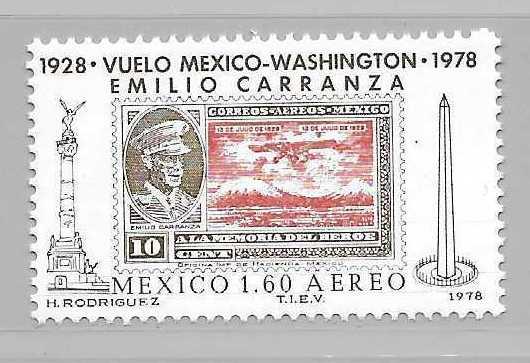 Mexico C569 50th Carranza Flight to Washington single MNH