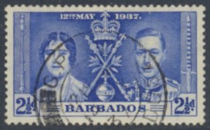 Barbados SG 247 SC#  192  Used  Coronation 1937  see details & scans    