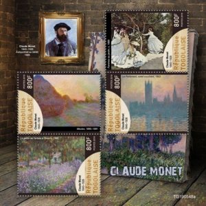 Togo - 2019 French Impressionist Claude Monet - 4 Stamp Sheet - TG190548a