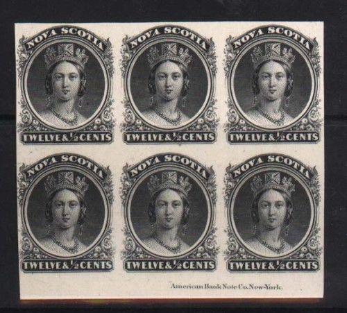 Nova Scotia #13P XF Mint Imprint Proof Block Of Six