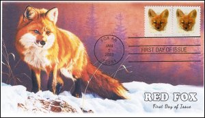 23-008, 2023, Red Fox, First Day Cover, Standard 4 Bar Cancel, Fox AR, Booklet S 