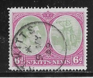 St Kitts & Nevis Sc #85 6p with white line in left oval variety used VF