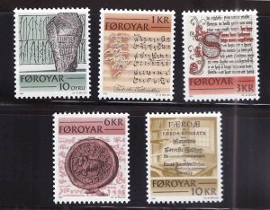 FAROE ISLANDS Scott 65-69 MNH** 1981 Historic Writing set