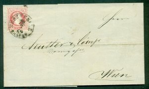 AUSTRIA 5kr postal card tied BESZTERCE to WIEN, 1869