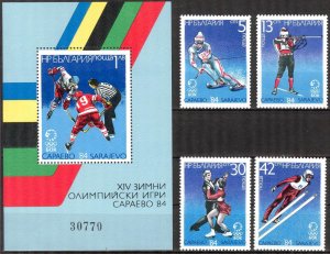 Bulgaria 1984 Winter Olympics Games Sarajevo 1984 Set of 4 + S/S MNH