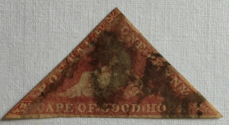 CAPE OF GOOD HOPE 1d IMPERF TRIANGLE USED FINE CUT TO THE EDGE SG#18c C5179