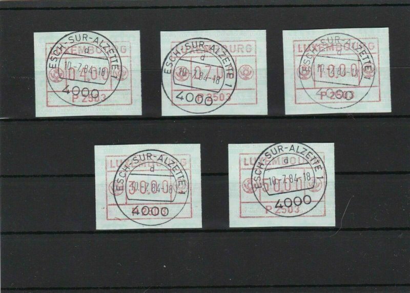 LUXEMBOURG  POST AUTOMATION , POSTAGE METER MAIL STAMPS , ATM  LABELS CANCELED