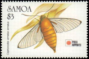 Samoa #797-800, Complete Set(4), 1991, Butterflies / Moths, Never Hinged