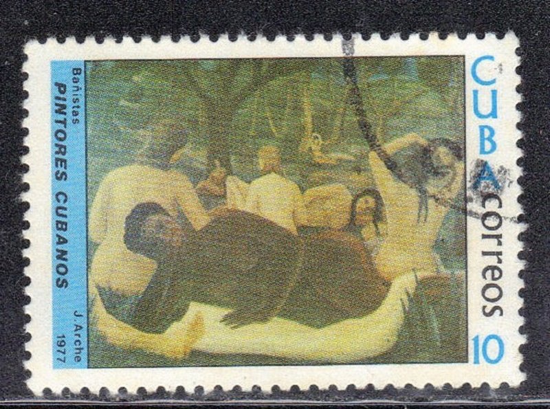 CUBA SC# 2155  **CTO** 1977  10c  ART,  BATHERS   SEE SCAN