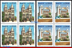 2347-48 BRAZIL 1992 PRESBYTERIAN CHURCH, 1º BAPTIST CHURCH MI# 2450-51 BLOCK MNH