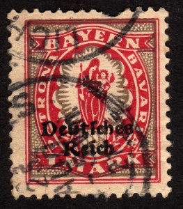 1920 Germany 1 Mark, Bavaria ovpted. Used, Sc 266, Mi 129