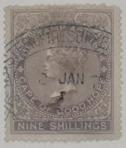 Cape of good hope  revenue 1864 9 shillings