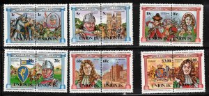 ST VINCENT Union Island Scott # 1-6 MNH Pairs - Kings & Queens