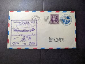 1932 USA Airmail ZRS4 USS Akron Zeppelin Cover Lakehurst NJ to New York NY