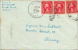 United States Kansas Lenexa 1926 duplex  FPO  2c Washington Fourth Bureau (3)...