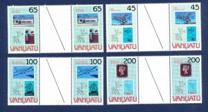 VANUATU - # 519-522 - - VFMNH gutter pairs  - stampworld 1990 expo - 1990 