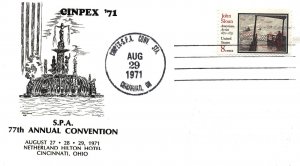 US SPECIAL EVENT CACHET COVER S.P.A. 77th ANNUAL CONVENTION AT CINPEX 1971