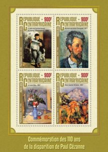 C A R - 2016 - Paul Cezanne  - Perf 4v Sheet - Mint Never Hinged