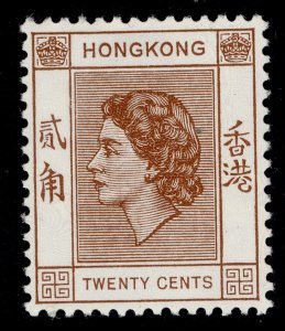 HONG KONG QEII SG181, 20c brown, M MINT.