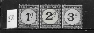 GRENADA SCOTT #J8-J10 1906-11 POSTAGE DUES- WMK 3- MINT LIGHT HINGED