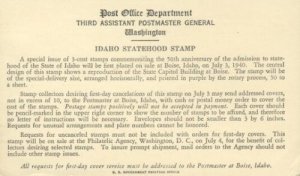 896 IDAHO - PO ANNOUNCEMENT CARD