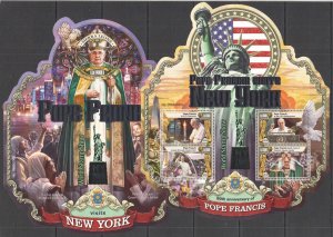 A0513 2016 Sierra Leone Pope Francis Visits New York ! Silver & Shape Kb+Bl Mnh