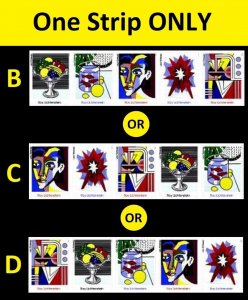 US 5788a-5792a 5792b Roy Lichtenstein imperf NDC strip (5 stamps) MNH 2023 May 1 