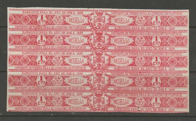 Spain Puerto Rico Antilles Match Taxpaid revenue fiscal stamp 4-7 mnh no gum