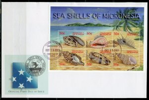 MICRONESIA  2001 SEA SHELLS OF MICRONESIA  SHEET & S/S FIRST DAY COVERS 