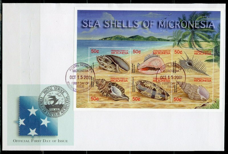 MICRONESIA  2001 SEA SHELLS OF MICRONESIA  SHEET & S/S FIRST DAY COVERS 