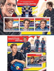 Sebastian Vettel Formula 1 Auto Racing Cars Sports Guinea MNH stamp set