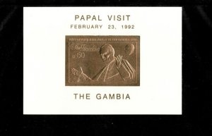 Gambia 1992 - Pope Visit Gold - Souvenir Stamp Sheet - Scott #1196A - MNH