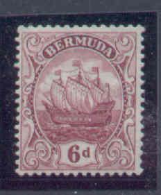 Bermuda-Sc #47-unused, hinged-6p claret Caravel-ships-