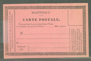 Martinique  1900 Formular postal card, pink