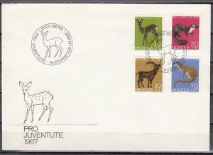 Switzerland, Scott cat. B370-B373 Fauna issue. First day cover. ^