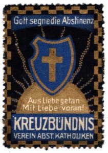 Vintage Germany Poster Stamp Kreuzbündnis Association of Abstinent Catholics