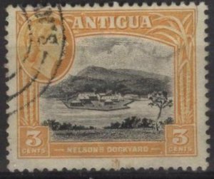 Antigua 110 (used) 3c Nelson’s dockyard, yel & black (1953)