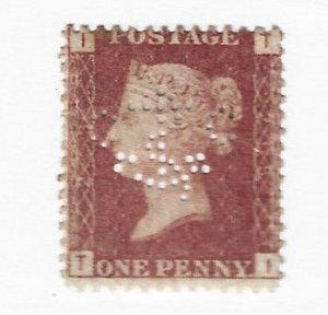 GB Sc #33 1p brown red  (PL 213) with anchor perfin OG VF