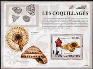 COMORO IS - 2009 - Lighthouses & Shells - Perf Souv Sheet - MNH - Private Issue