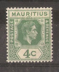 Mauritius 1938 4c 'Open C' Variety Mint Cat£225