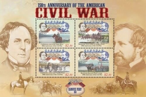 Canouan 2011 - American Civil War 150th Anniversary - Sheet of 4 Stamps - MNH #2