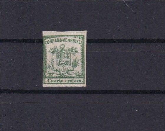 VENEZUELA 1862 IMPERF STAMP ¼ CENTAVO MOUNTED MINT  CAT £28  REF 6302