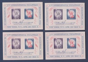 USA 1075 - FIPEX S/S - Statue of Liberty - 1956 --- LOT OF FOUR