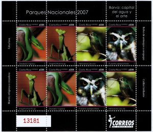 Costa Rica #609 full sheet MNH - National Parks complete pane. (2007)