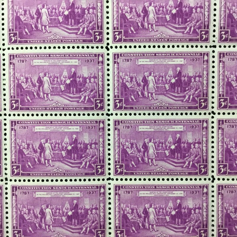 798    Constitution Signing MNH  3 c Sheet of 50   1937