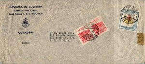 Colombia 5c Colombian Orchids and 15c Bay of Santa Maria (2) 1947 Correo Aere...