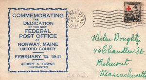 DEDICATION OF THE NEW FEDERAL POST OFFICE AT NORWAY MAINE OXFORD COUNTY FEB 1941