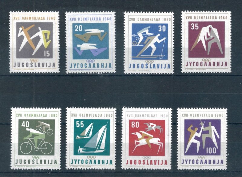 Yugoslavia 1960 Olympic Games full set of stamps. MNH. Sg 947-954